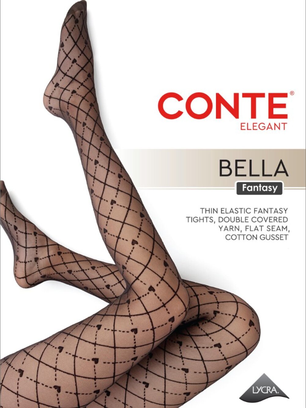 Conte Bella 20 Den - Fantasy Women's Tights with Geometric Pattern & Hearts